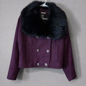 Juicy Couture Faux Fur Dark Cabernet Mod Flight Jacket